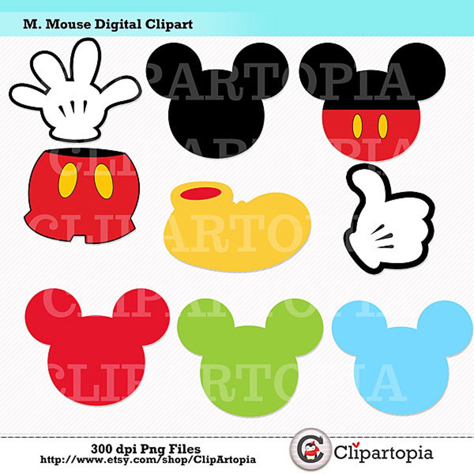 M. Mouse Digital Clipart / DIY Mickey Party for Personal and | Etsy