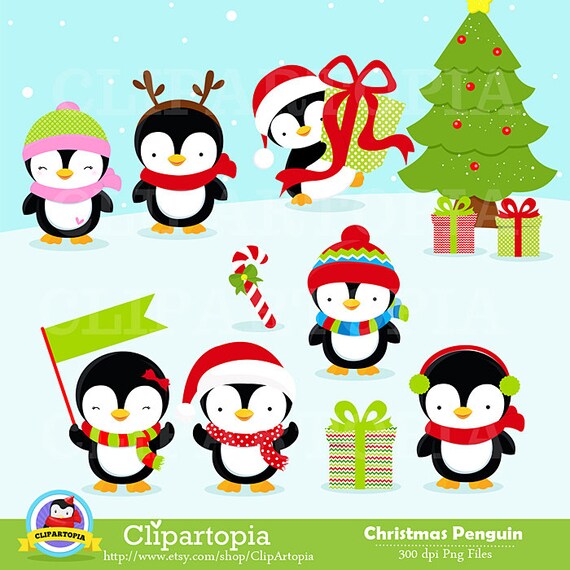 Christmas Penguin Clipart / Penguin digital clipart / Penguin | Etsy