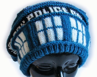 Police Box Slouch Hat Knitting Pattern