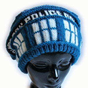 Police Box Slouch Hat Knitting Pattern