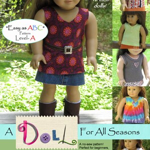 Easy Tank Top pdf pattern for 18 inch AG dolls, no-sew pattern, A Doll For All Seasons