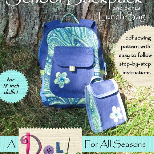 School Backpack Pdf Pattern for AG Doll and Bonus Lunch Bag - Etsy