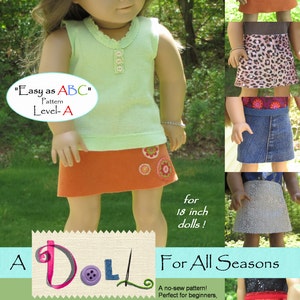 Easy A-line Skirt pdf pattern for 18 inch AG dolls, no-sew pattern, A Doll For All Seasons