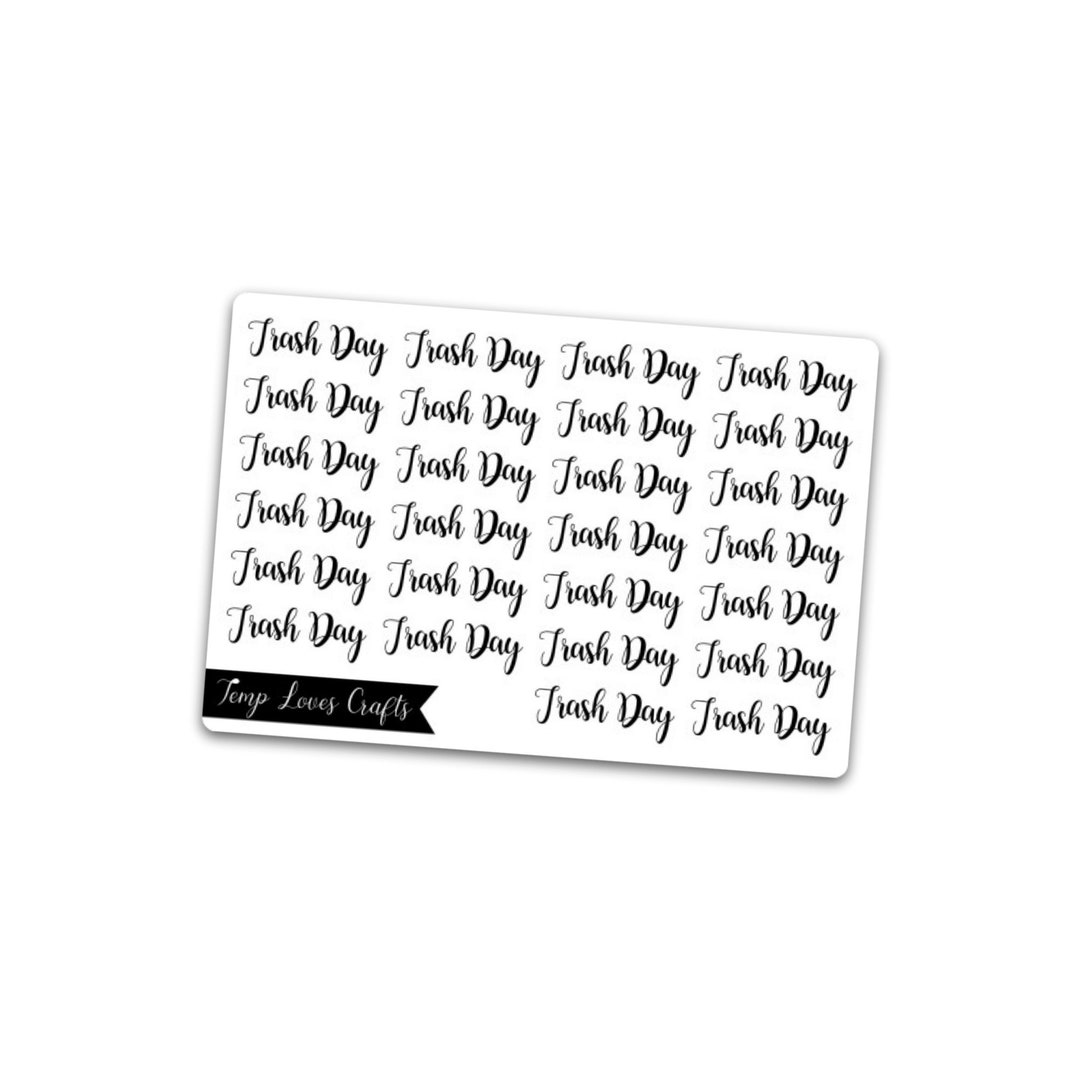 Trash Day Script Stickers Etsy