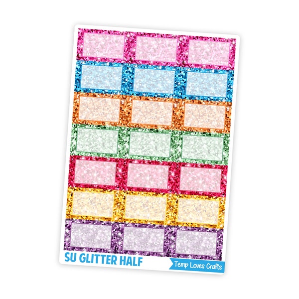 Summer Glitter Half Boxes Stickers