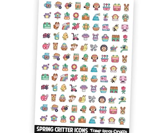 Spring Critter Icon Doodle Stickers