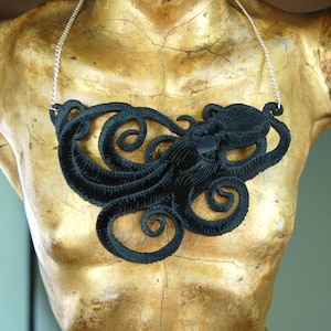 Black acrylic octopus necklace
