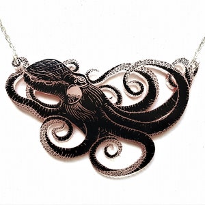 Double sided black and red octopus necklace