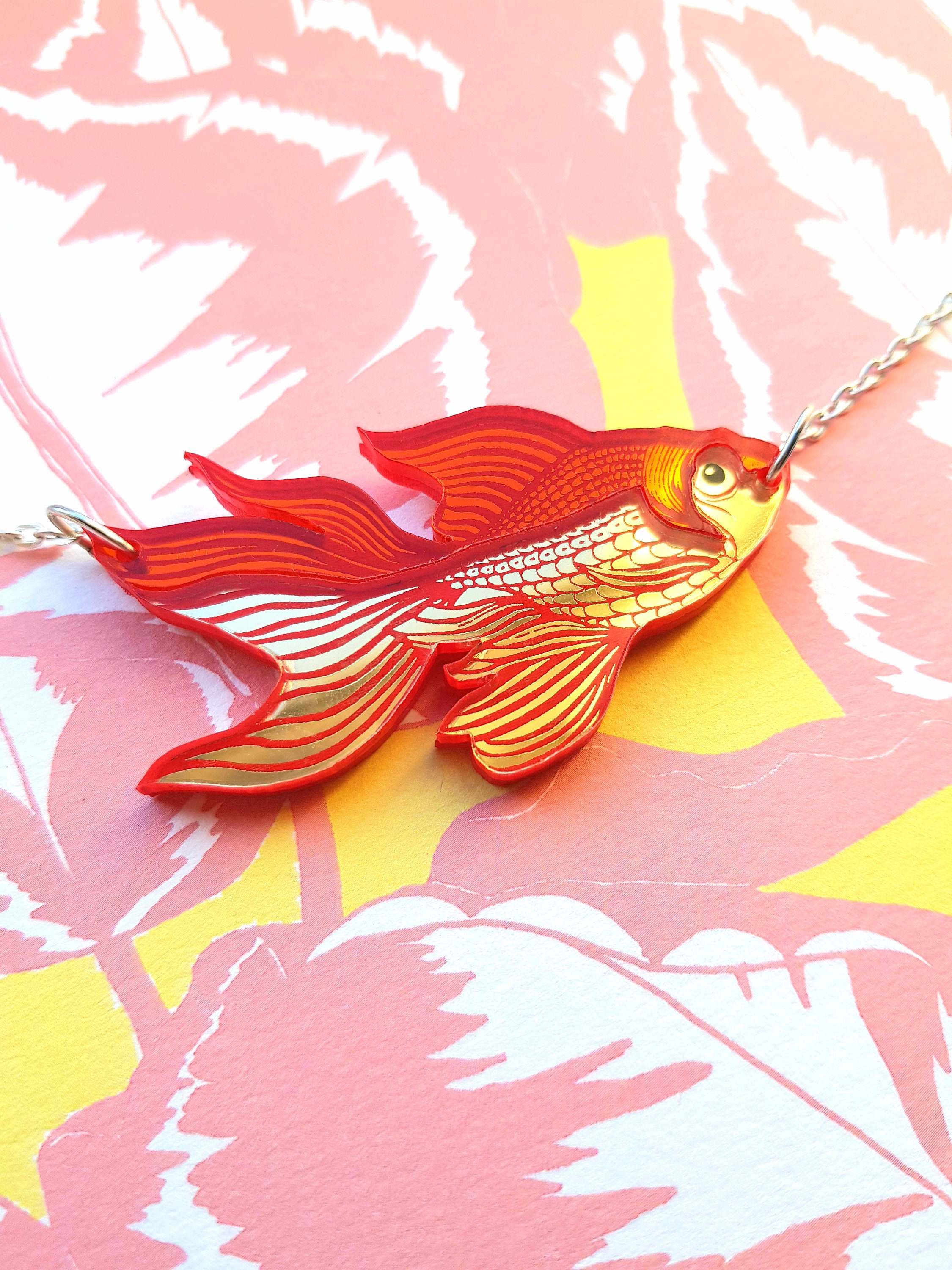 Goldfish Necklace Etsy