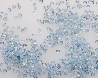1.25mm Natural AQUAMARINE round faceted cut 1.25mm round cut super quality AAA blue Aquamarine santa maria marine color 1.25mm