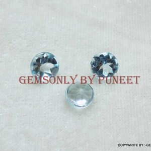 6mm Natural Sky Blue Topaz round buff top blue topaz round 6mm buff top table cabochon top faceted bufftop blue topaz round 6mm round stone
