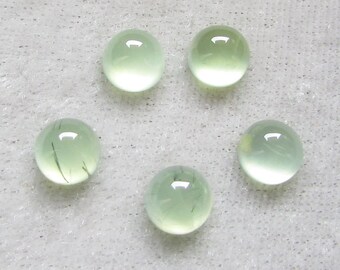 7mm PREHNitE redondo 7mm cabujón prehnite 7mm cabujón redondo verde prehnite menta prehnite tourmaline aguja cabujón fino corte liso pulido