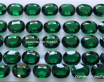 LAB GROWN EMERALD oval 8x10MM cut stone lab grown emerald 8x10mm oval 100% hydro emerald gemstone green emerald lab grown oval 8x10mm