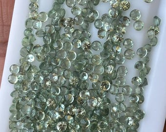 5pc GREEN SAPPHIRE 3MM round diamond cut Green sapphire round nice cut stone sapphire amazing rare combination 3x3mm dcut