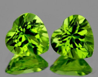 Gemas de peridoto AAA en forma de corazón, 6 mm, color verde Arizona, talla facetada (2 unidades)
