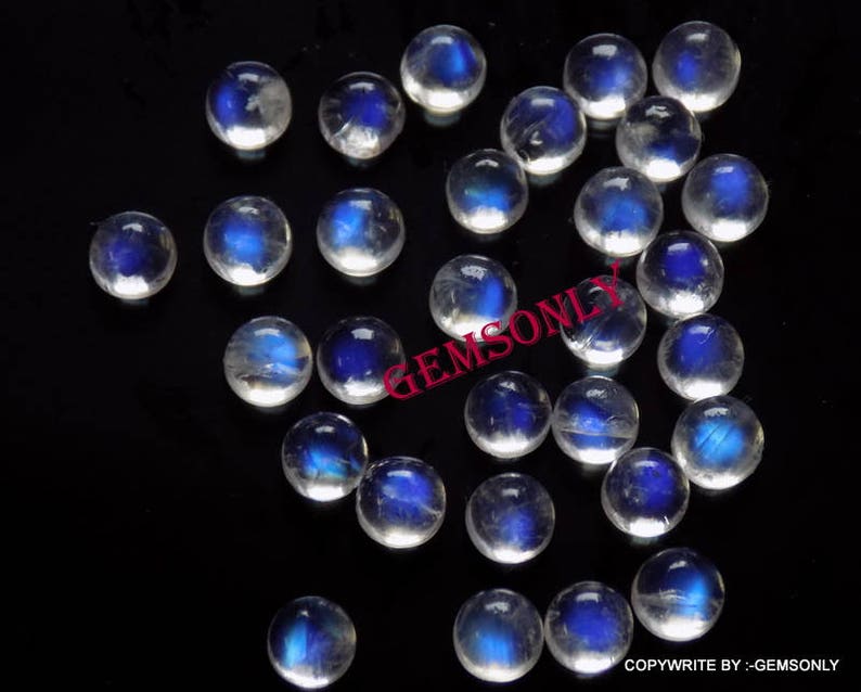 30pc 4mm Natural Rainbow Moonstone cabochon round 4mm blue flash 4mm rainbow moonstone 4mm round blue rainbow cabochon 4mm round super blue