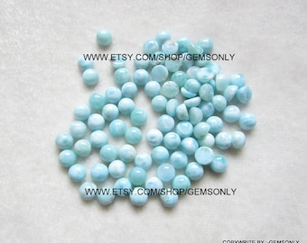 6mm 50pc Natural LARIMAR round cabochon 6mm resemble aquamarine wounderful 100% larimar cabochon round Dominican Republic origin smooth