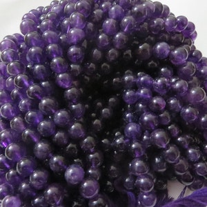 NATURALAMETHYST smooth round balls palin 8 mm 7 inches string image 3