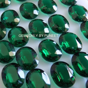 LAB GROWN EMERALD oval 10x14MM cut stone lab grown emerald 10x14mm oval 100% lab grown emerald gemstone green emerald lab grown oval 14x10mm image 1