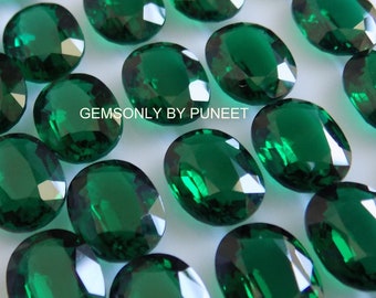 LAB GROWN EMERALD oval 10x14MM cut stone lab grown emerald 10x14mm oval 100% lab grown emerald gemstone green emerald lab grown oval 14x10mm