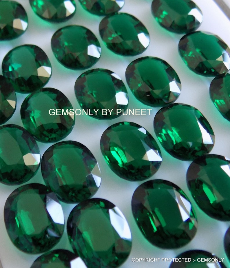 LAB GROWN EMERALD oval 10x14MM cut stone lab grown emerald 10x14mm oval 100% lab grown emerald gemstone green emerald lab grown oval 14x10mm image 1