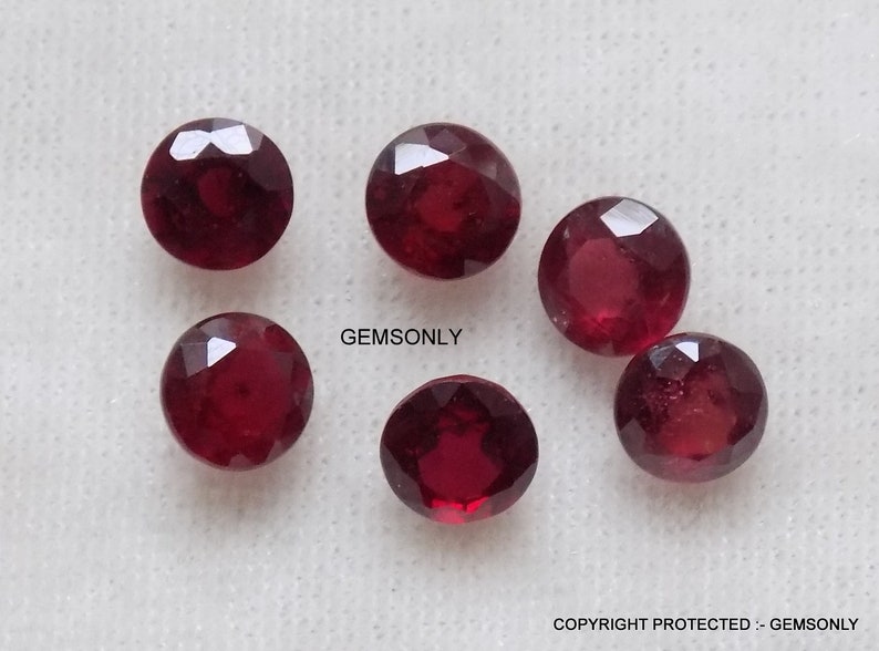 2pc 6mm NATURAL RUBY ROUND pair 6x6 mm good color Nice quality ruby round 6mm matching pair ruby round match pair 6mm top red ruby gemstone 