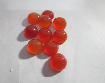 Natural Carnelian Cabochons, Round Orange Gemstone, AAA Quality (5pc 8mm)