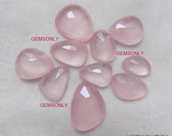 Fette di quarzo rosa Polki naturale, pietre preziose con taglio a rosa (25/50 ct)