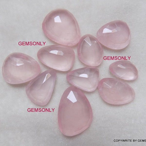 100% Natural ROSE QUARTZ rose cut flat polkis choose 25 cts or 50 cts nice quality rose quartz uneven shape perfect for ring rose de france