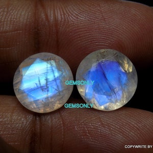 1pc 12mm Rainbow Moonstone round faceted blue rainbow moonstone 12mm nice quality rainbow 12mm round cutstone blue flash top quality