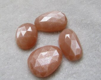 4pc PEACH MOONSTONE rosecut 50.50cts 18x14-21x15mm feldsper peach moonstone healling moonstone nice quality peach moonstone peach birthstone