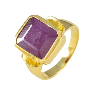Vintage Inspired Natural Ruby Ring, Gold Vermeil over 925 Sterling Silver Octagon Ring / Natural Gemstone