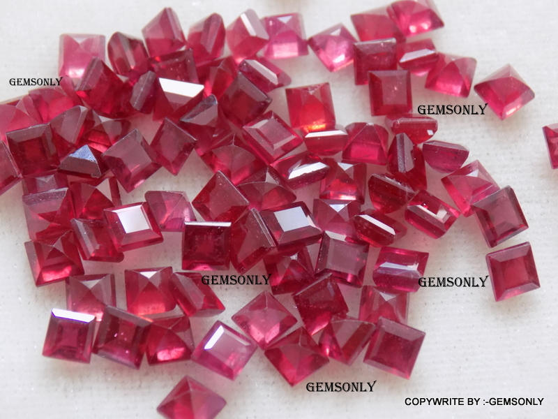 Led Filled Ruby 4mm NATURAL RUBY Square 4mm Lead Fill Gf 4mm Square Ruby Step Cut ...