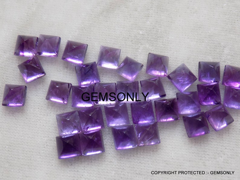 7mm Natural AMETHYST pyramid square cabochon 7mm amethyst square 7mm African amethyst fancy shape cut unique 7mm amethyst rare shape