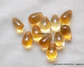 Natürliches CITRINE DROPS glatte 8x12M Citrine 8x12mm Tropfen glatte polnische Zitronentropfen 8x12mm Tropfen formen Zitronenoberfarbe gelbe Zitrusfrüchte