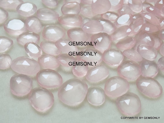 100% Natural ROSE QUARTZ rose cut flat polkis choose nice quality rose quartz uneven shape rose de france top color rose quartz slice stone