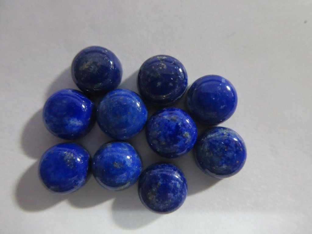 5pc 8mm NATURAL LAPIZ LAZULI redondo cabujón 8mm lapis redondo cabina azul lapis lazuli calidad afgani lapis pirita dorada en la tapa de la piedra de