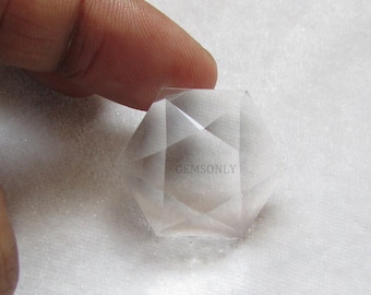 45ct NATURAL QUARTZ white clear quartz 25mm star of David SIX side 25mm faceted crystal quartz six side unique item star of David faceted