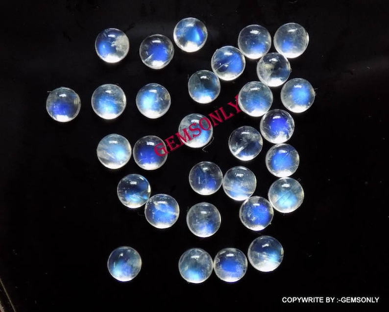 30pc 4mm Natural Rainbow Moonstone cabochon round 4mm blue flash 4mm rainbow moonstone 4mm round blue rainbow cabochon 4mm round super blue
