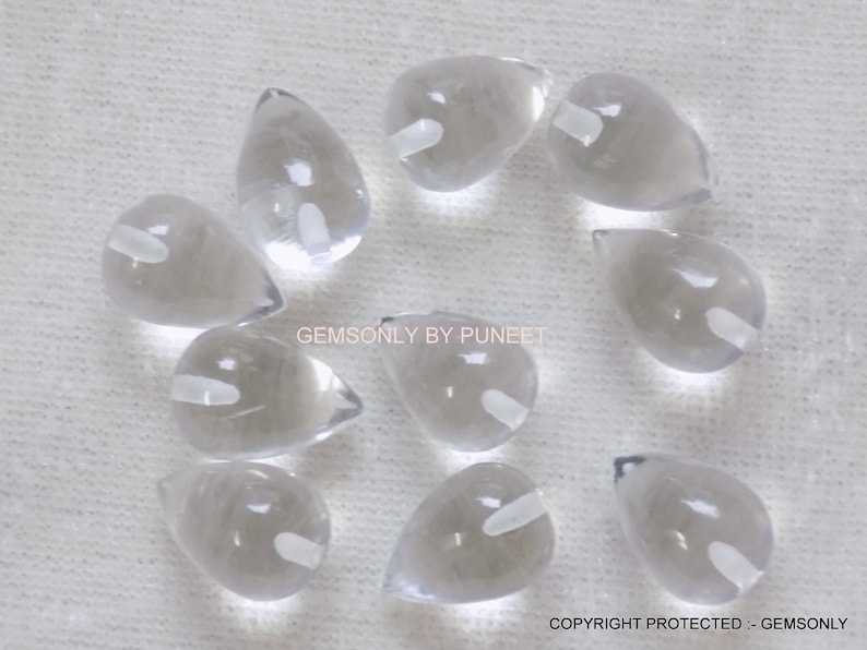 2pc Natural Clear Quartz teardrop 8x12mm smooth teardrop 8x12mm loop clean clear quartz 2pc matching pair earring match pair white quartz