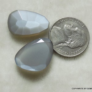 2pc 14x20mm NATURAL GRAY moonstone rosecut flat bottom top rosecut nice uneven shape moonstone gray rosecut uneven image 4