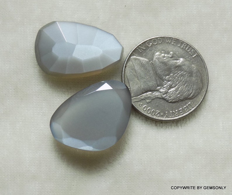 2pc 14x20mm NATURAL GRAY moonstone rosecut flat bottom top rosecut nice uneven shape moonstone gray rosecut uneven image 4