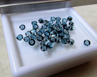 5PCS 4MM Natural London Blue Topaz ROUND cabochon 4mm london topaz shade better color of topaz london b.t. dark blue topaz 4mm best deal