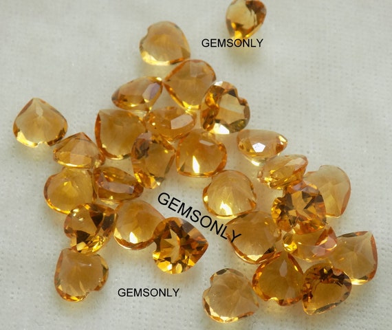 5mm Natural Citrine Heart 5mm Yellow Citrine Heart Shape 5mm