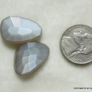 2pc 14x20mm NATURAL GRAY moonstone rosecut flat bottom top rosecut nice uneven shape moonstone gray rosecut uneven image 2