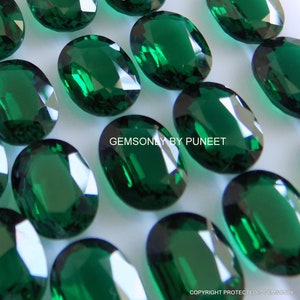 LAB GROWN EMERALD oval 10x14MM cut stone lab grown emerald 10x14mm oval 100% lab grown emerald gemstone green emerald lab grown oval 14x10mm image 3