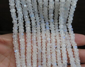 Natural Rainbow Moonstone Rondelle Beads Facited Micro Cut 6 mm 7" inches-1 string