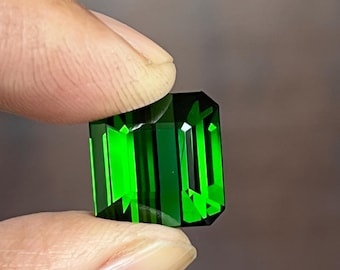 AAA Green Tourmaline Gemstone, Octagon Step Cut (15x14.50mm)