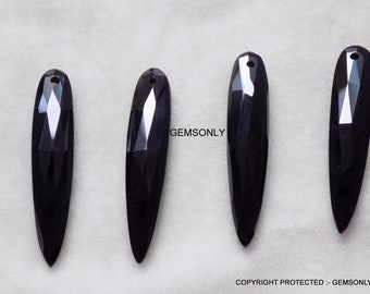 6 pairs Black Onyx Briolette 9x45mm black onyx almond briolette cut pear shape briolette natural nice quality black onyx almond shape