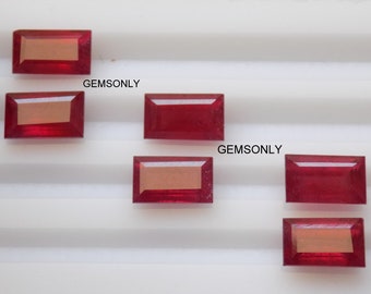 Baguette rubi natural 4,50x9mm baguette vermelho rubi retangular 4,50x9mm facetado rubi avermelhado facetado baguette corte de mesa rubi pedra de nascimento